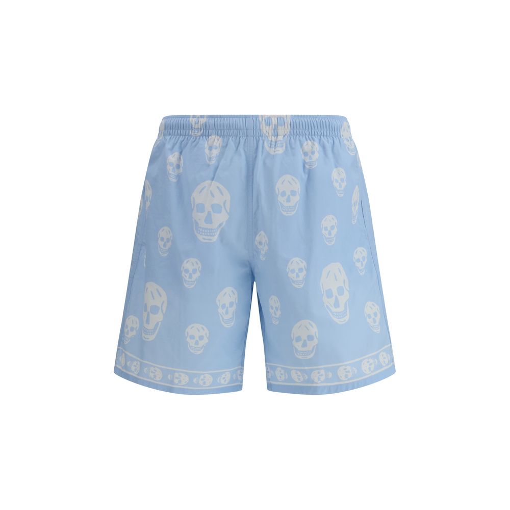 Alexander McQueen Shorts Azules de Poliamida