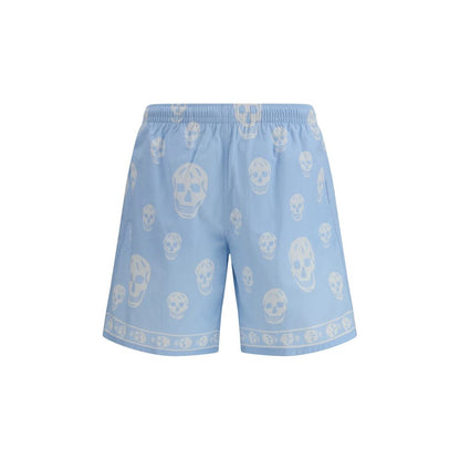 Alexander McQueen Shorts Azules de Poliamida