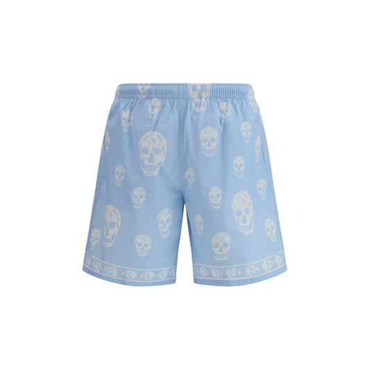 Alexander McQueen Shorts Azules de Poliamida