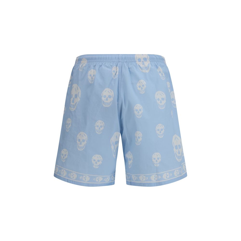 Alexander McQueen Shorts Azules de Poliamida