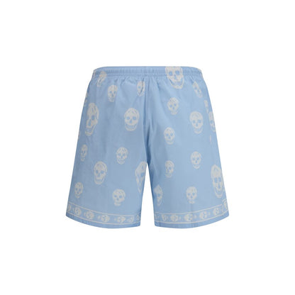 Alexander McQueen Shorts Azules de Poliamida