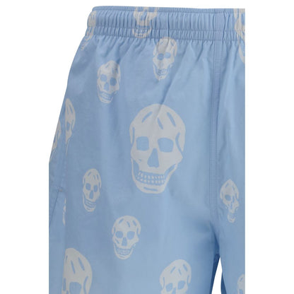 Alexander McQueen Shorts Azules de Poliamida