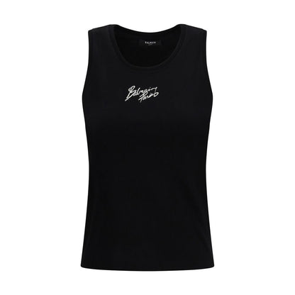 Balmain Black Cotton Graphic Design T-Shirt