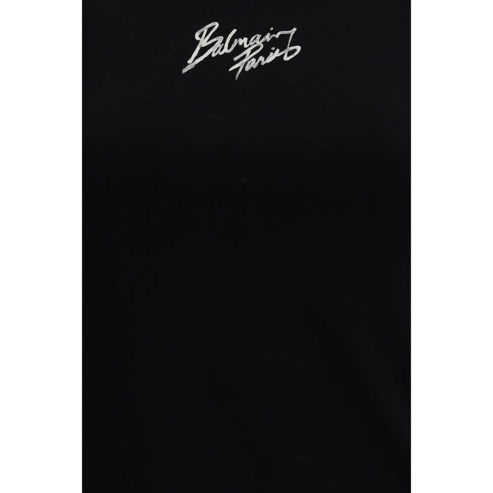 Balmain Black Cotton Graphic Design T-Shirt