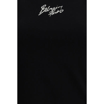 Balmain Black Cotton Graphic Design T-Shirt