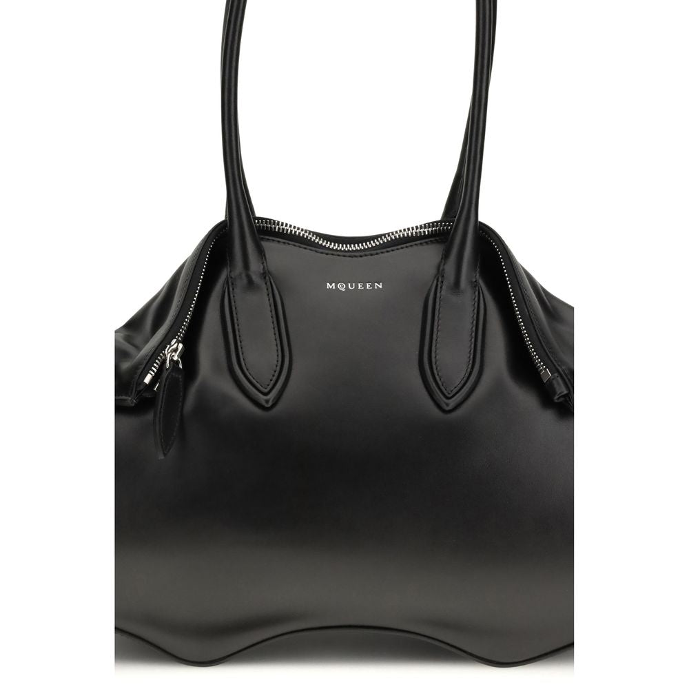 Sac bandoulière Alexander McQueen en cuir de veau noir Bos Taurus