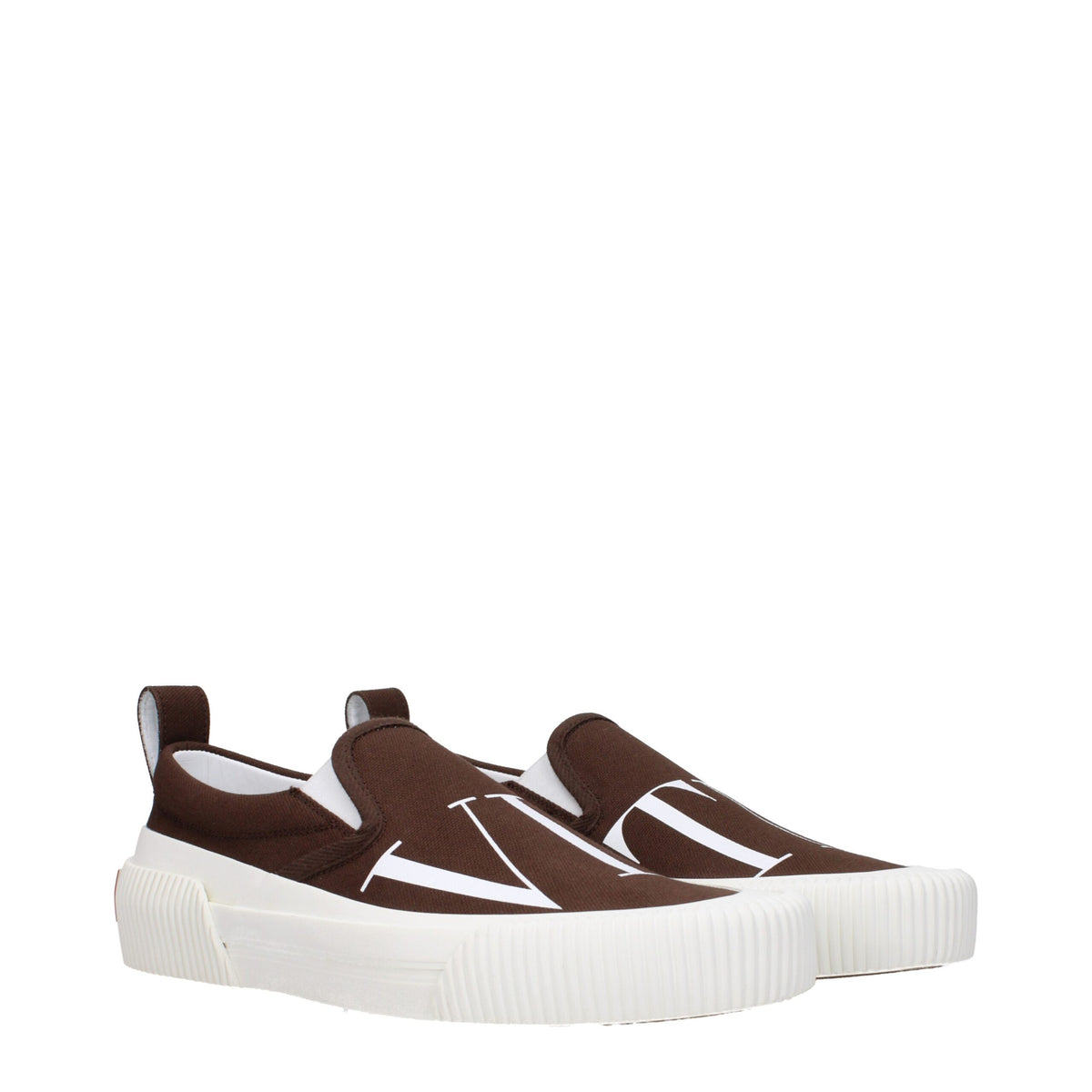 Mocassins Valentino Garavani en tissu marron à enfiler