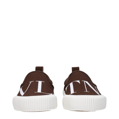 Mocassins Valentino Garavani en tissu marron à enfiler