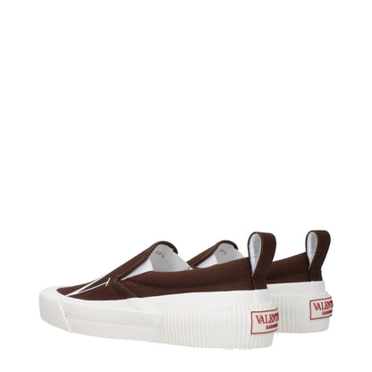 Mocassins Valentino Garavani en tissu marron à enfiler