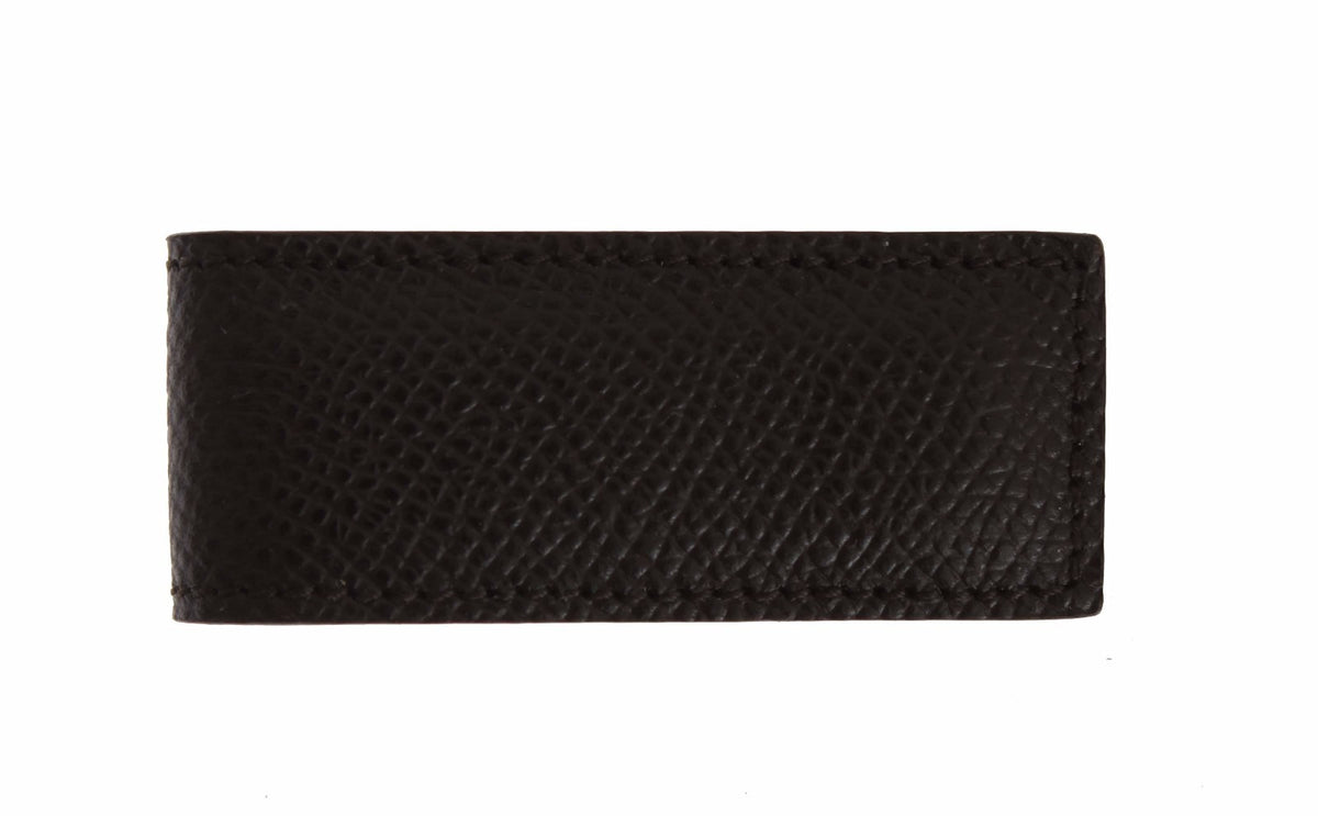 Porte-billets en cuir marron avec pince magnétique Dolce & Gabbana