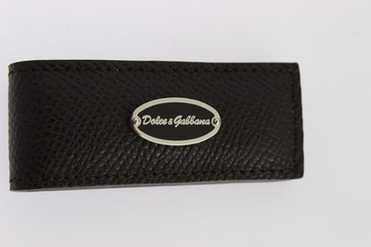 Porte-billets en cuir marron avec pince magnétique Dolce & Gabbana
