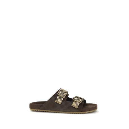 Sandalias planas Burberry de piel de becerro marrón Bos Taurus