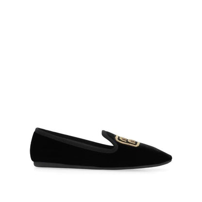 Miu Miu Zapatillas Planas De Tela Negra Para Mujer