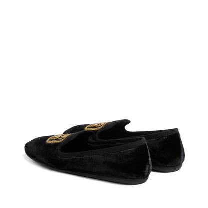Miu Miu Zapatillas Planas De Tela Negra Para Mujer