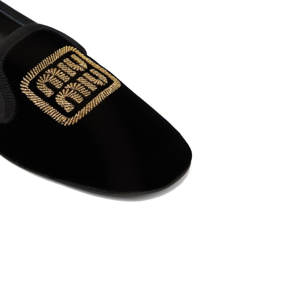 Miu Miu Zapatillas Planas De Tela Negra Para Mujer