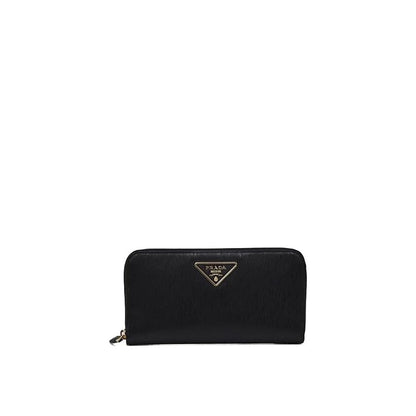 Portefeuille Prada en cuir de veau noir