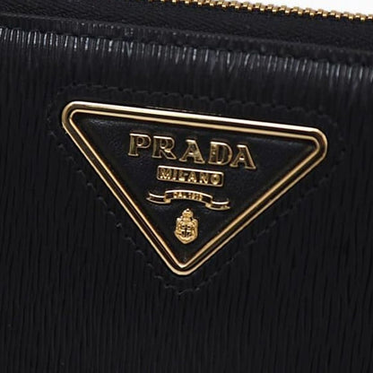 Portefeuille Prada en cuir de veau noir