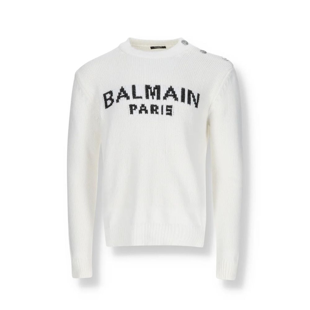 Balmain White Cotton Natural Fabric Sweatshirt