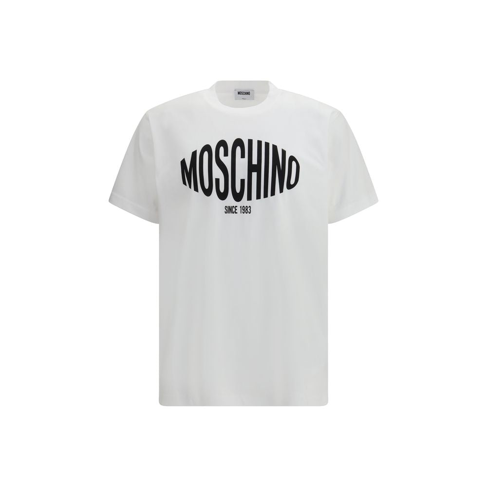 Moschino White Cotton Logo Print T-Shirt