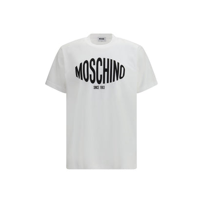 Moschino White Cotton Logo Print T-Shirt