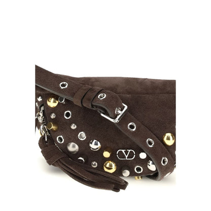 Bolso de hombro Valentino Garavani de piel de becerro marrón Bos Taurus