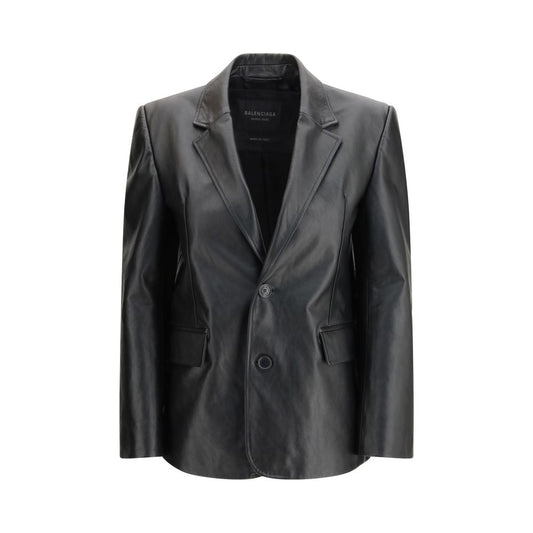 Chaqueta Balenciaga de cuero de ternera negro Bos Taurus