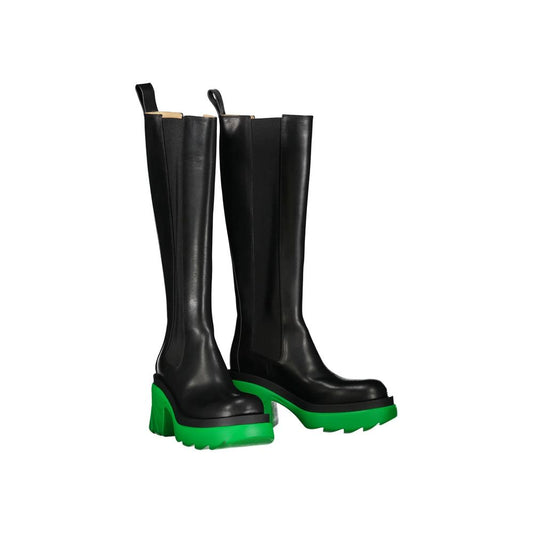 Bottega Veneta Botas Negras de Cuero por Encima de la Rodilla