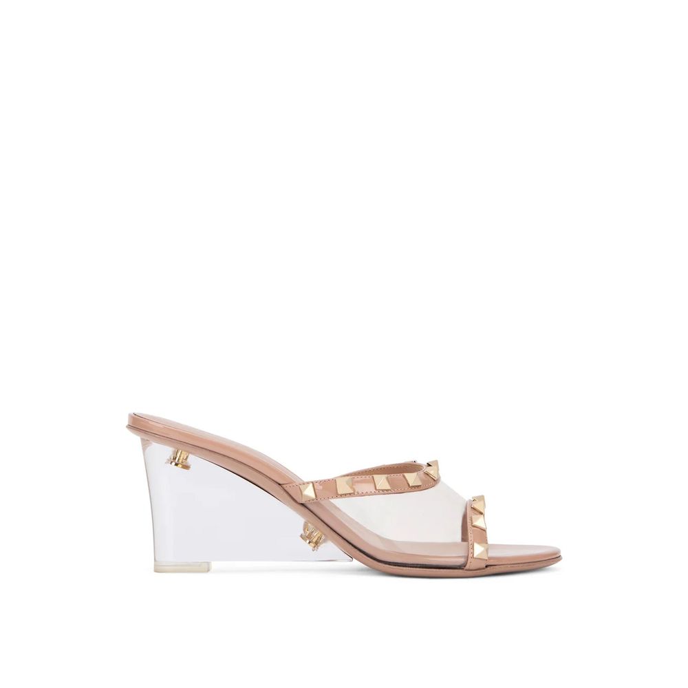 Valentino Garavani Leather Mules - Full Design Beige