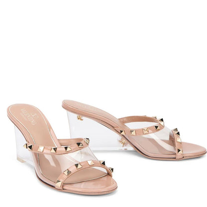 Valentino Garavani Leather Mules - Full Design Beige