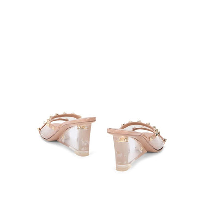 Valentino Garavani Leather Mules - Full Design Beige