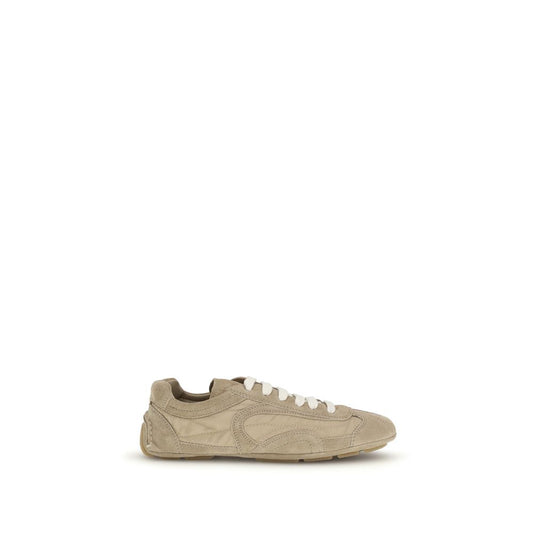 Prada Zapatillas Deportivas Beige Con Piel Ovis Aries Cómodas