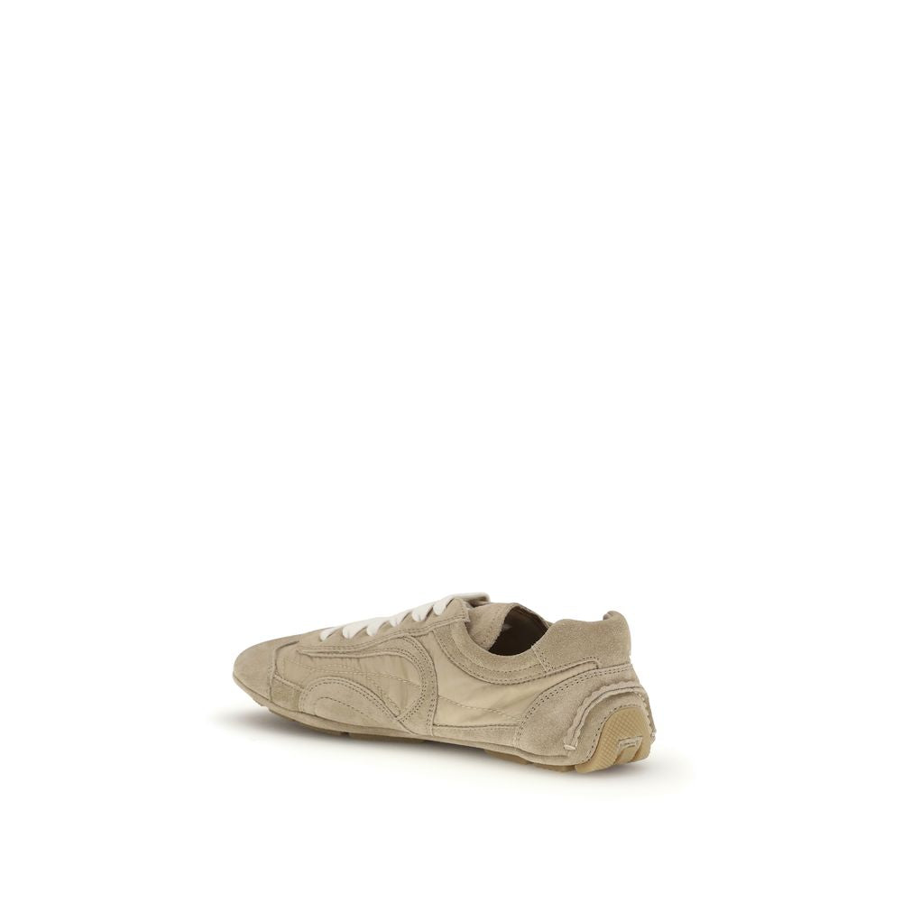 Prada Beige Sneakers With Ovis Aries Leather Comfortable