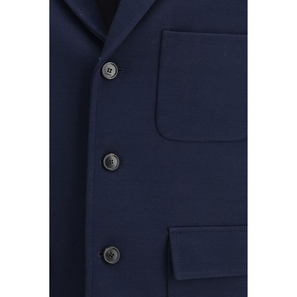 Chaqueta larga de algodón azul Gucci