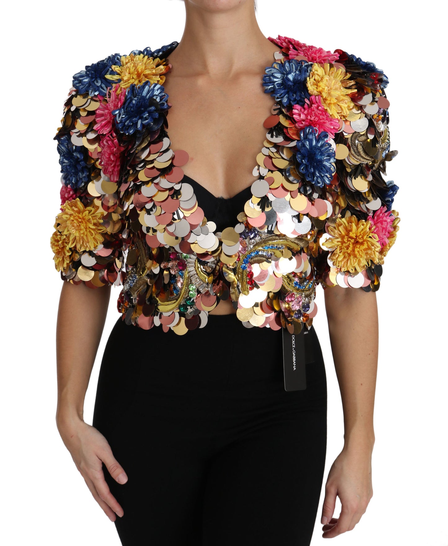 Chaqueta con lentejuelas florales de cristal Dolce & Gabbana