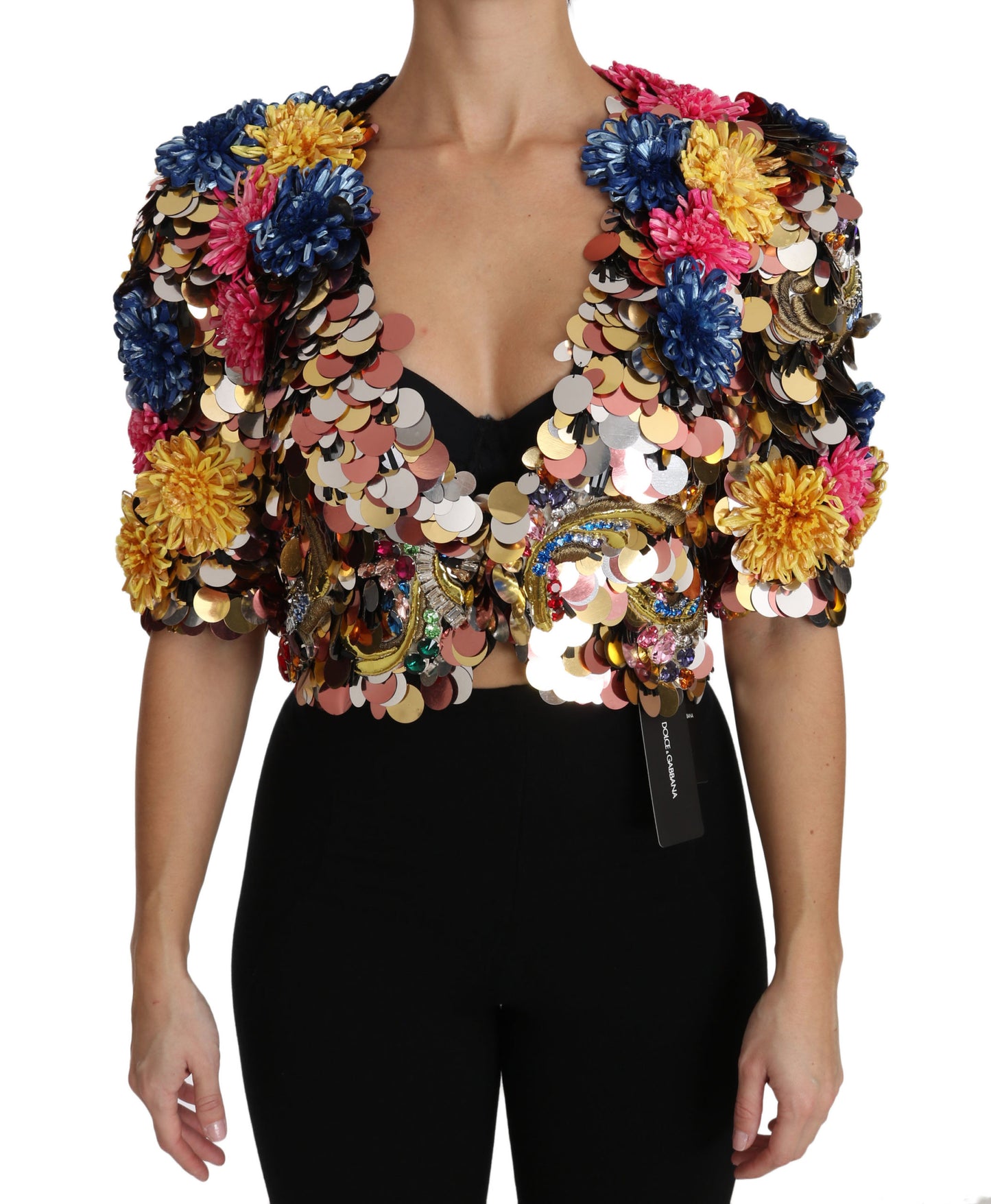 Chaqueta con lentejuelas florales de cristal Dolce & Gabbana