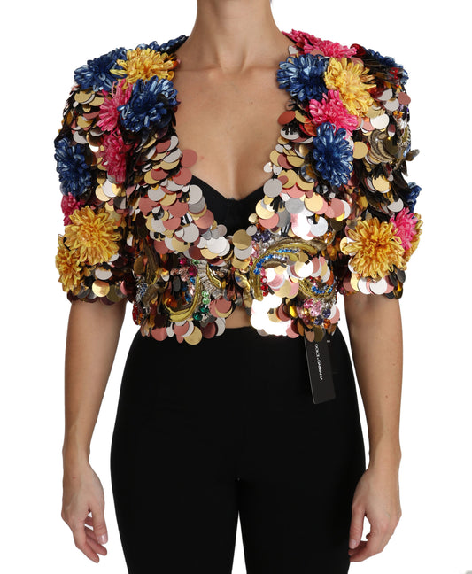 Chaqueta con lentejuelas florales de cristal Dolce & Gabbana