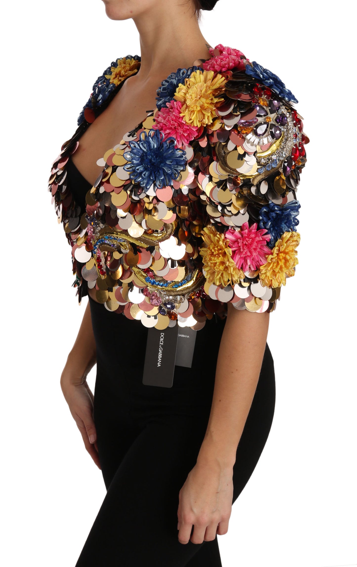 Chaqueta con lentejuelas florales de cristal Dolce & Gabbana