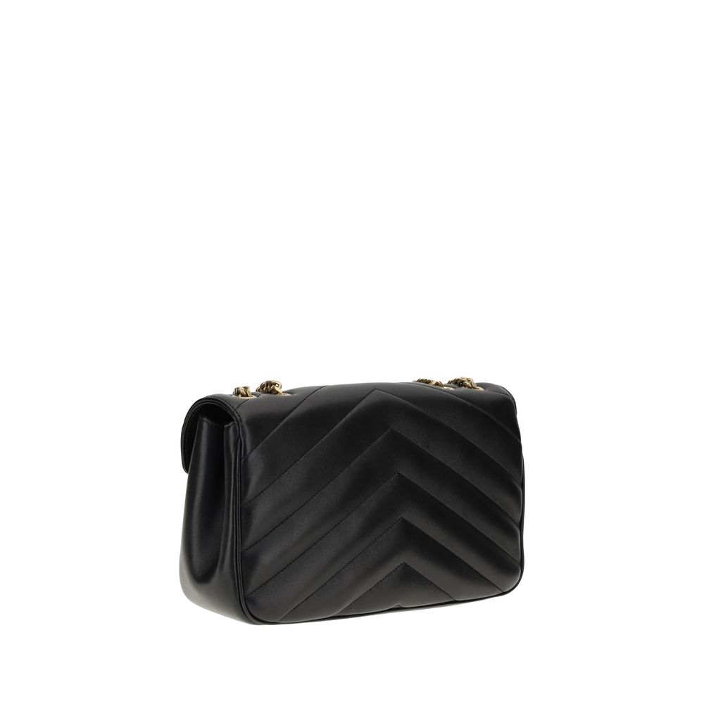 Bolso de hombro Saint Laurent negro de piel de cordero Ovis Aries Aries