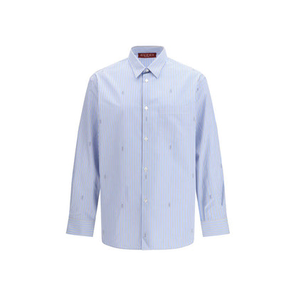 Camisa Gucci de Algodón con Estampado Azul Vibrante