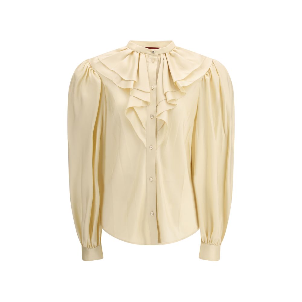 Camisa De Seda Clásica Gucci En Color Beige Claro