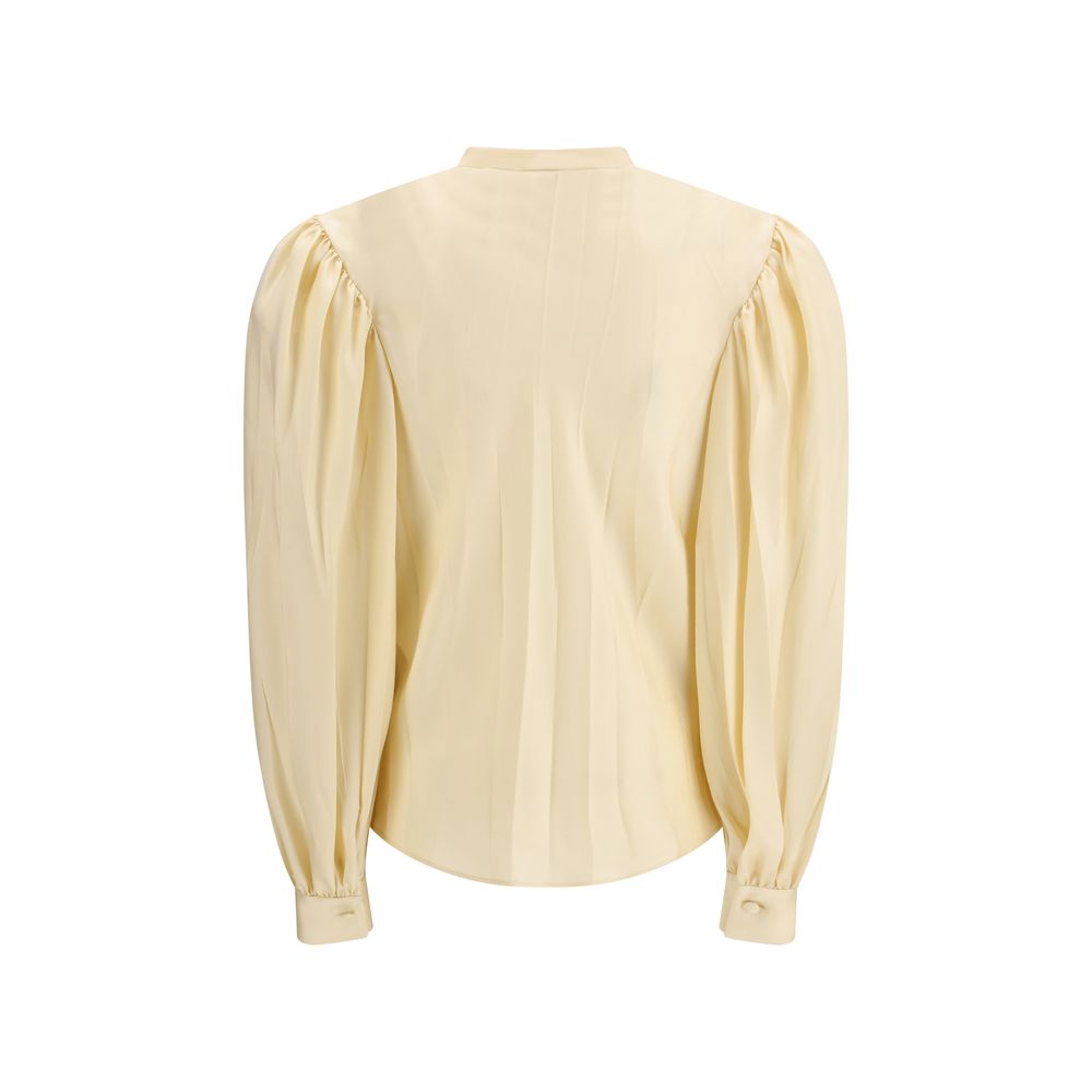 Camisa De Seda Clásica Gucci En Color Beige Claro