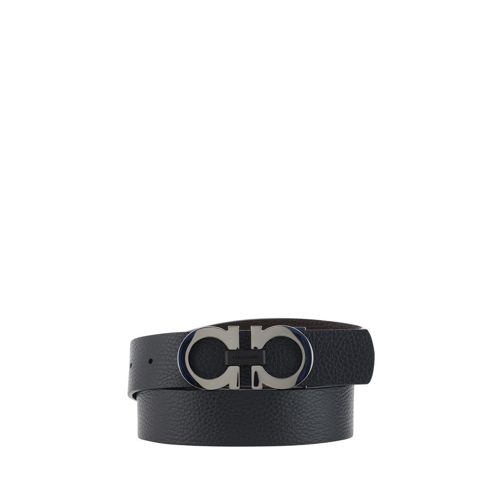 Ferragamo Ceinture Classique en Cuir Noir Bos Taurus