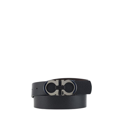 Ferragamo Ceinture Classique en Cuir Noir Bos Taurus