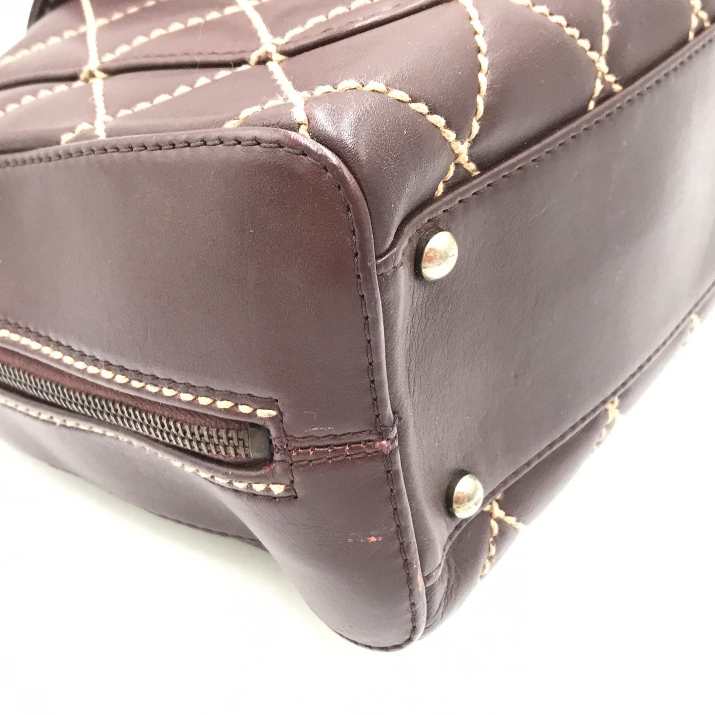 Chanel Red Wild Stitch Mini Boston Handbag