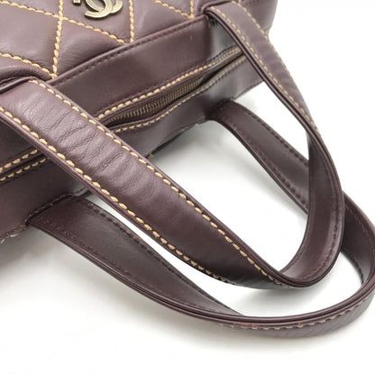 Chanel Red Wild Stitch Mini Boston Handbag