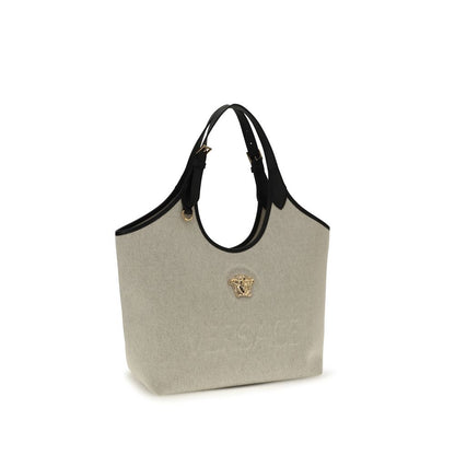 Versace Bolso De Hombro De Algodón Beige - Construcción Sólida Y Silueta Limpia