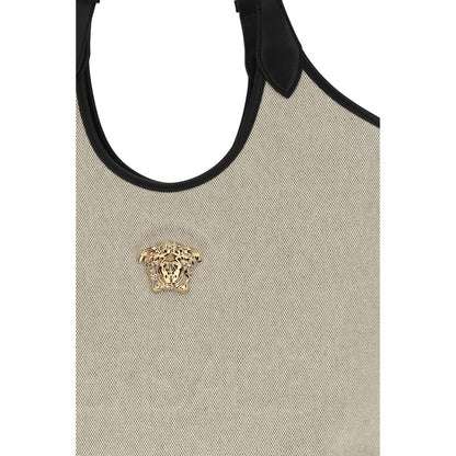 Versace Bolso De Hombro De Algodón Beige - Construcción Sólida Y Silueta Limpia
