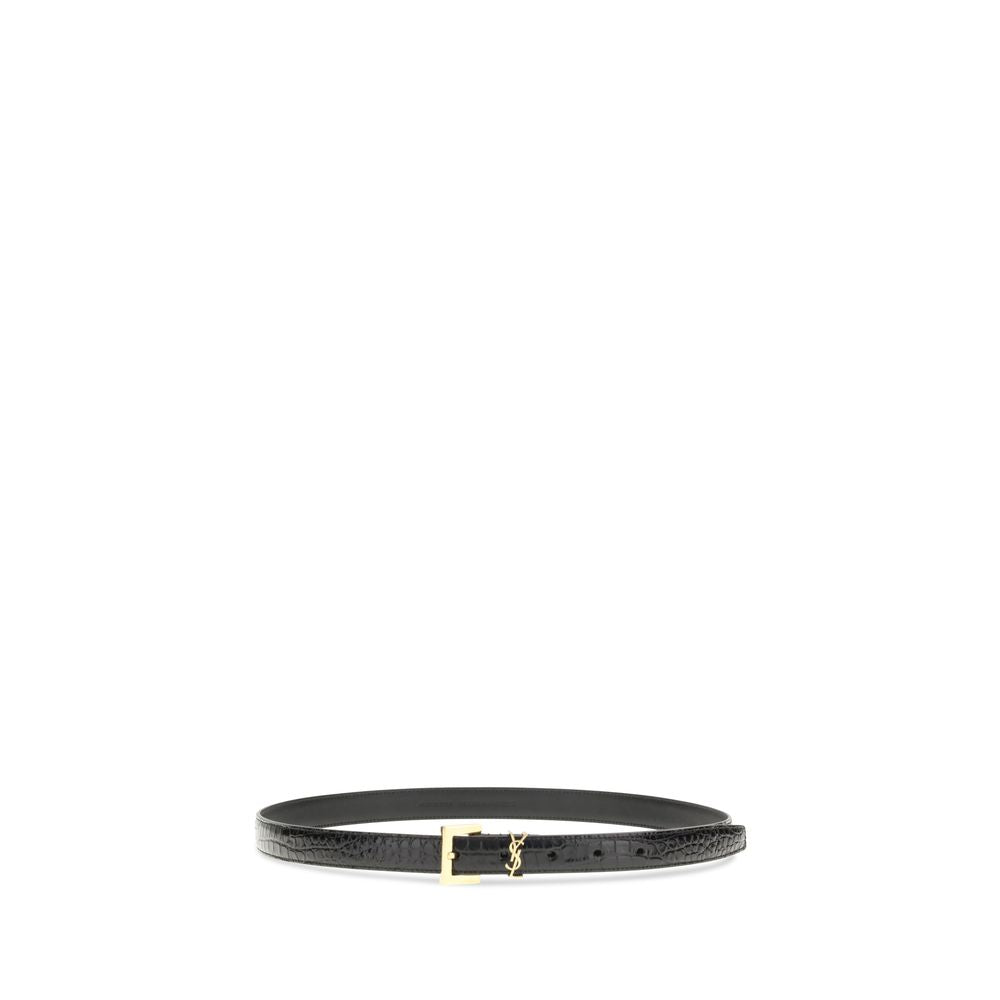Ceinture Saint Laurent noire en cuir de veau régulier Bos Taurus