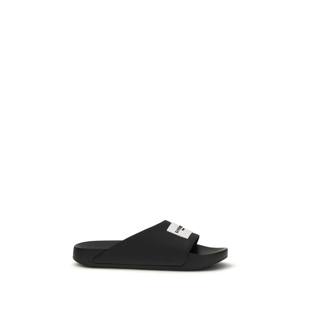 Sandalias Givenchy De Caucho Negro Línea Asimétrica