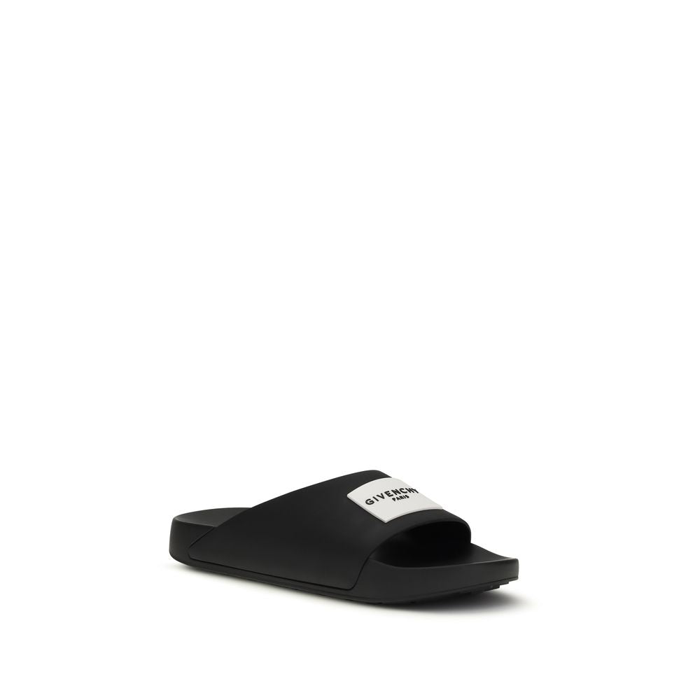 Sandalias Givenchy De Caucho Negro Línea Asimétrica